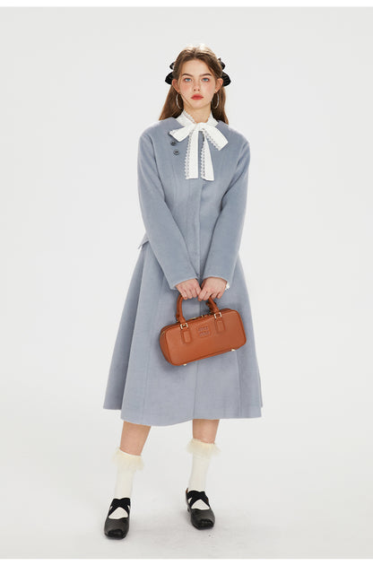 Misty Blue Wool Coat (with scarf)