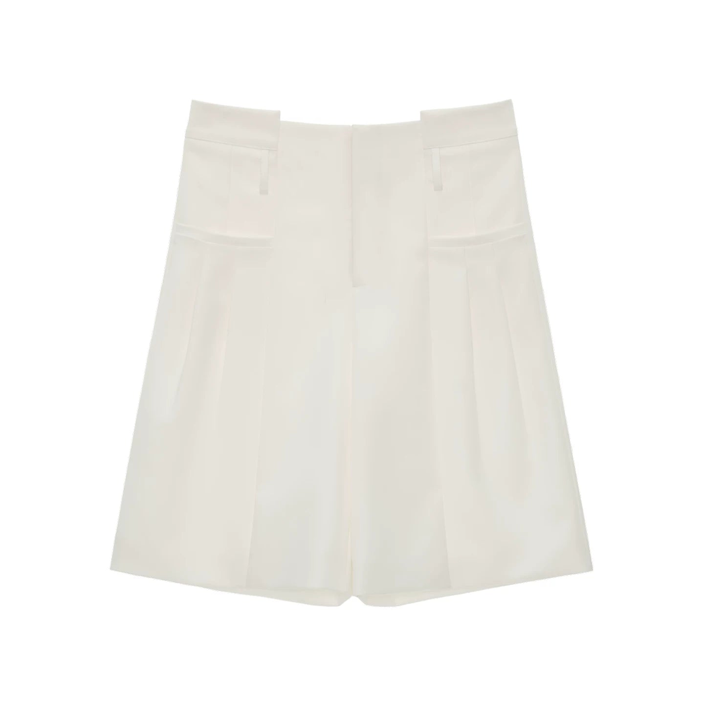 Tailored High-Waist Bermuda Suit Shorts (White / Black)
