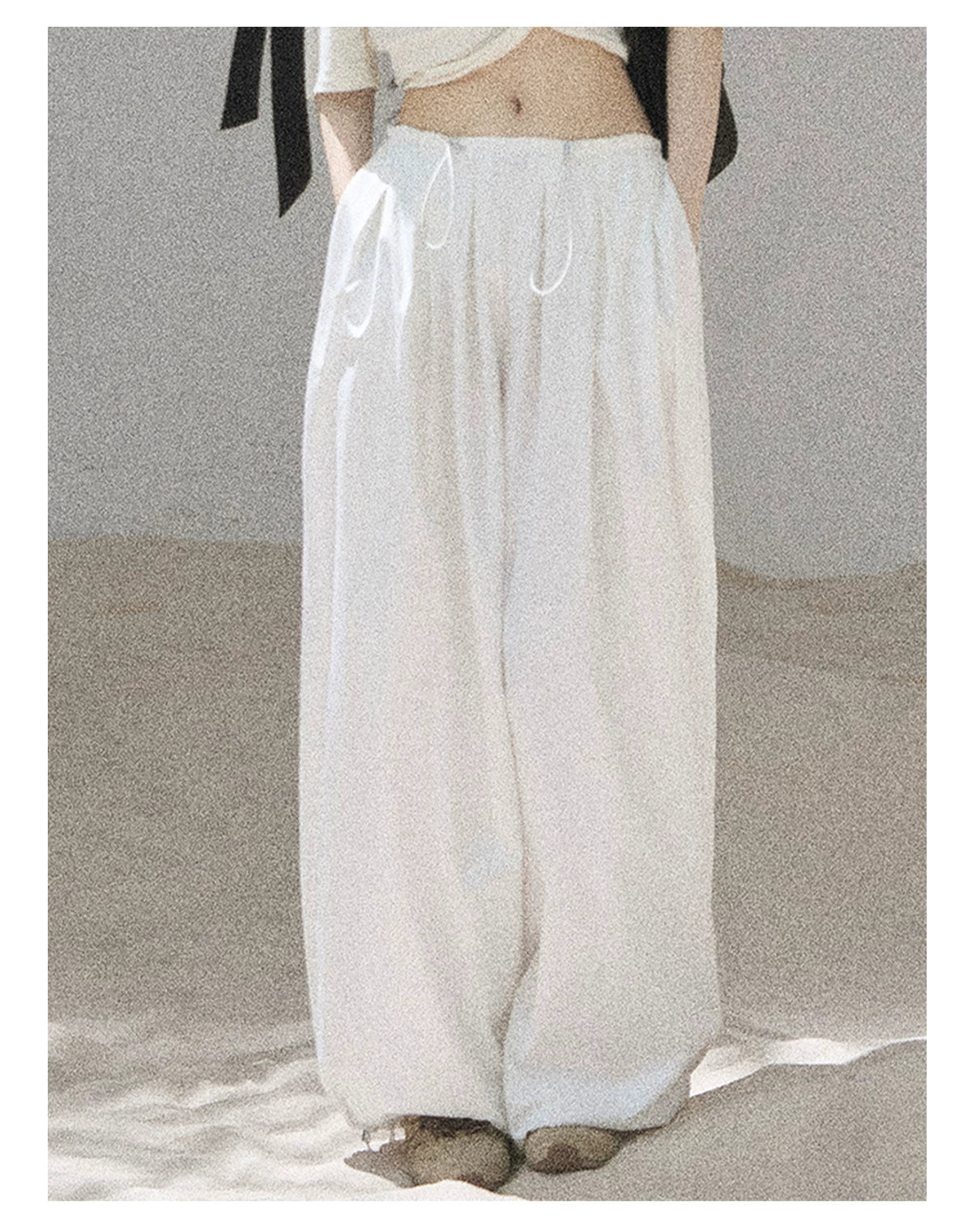 "Lazy Soliloquy" White Peplum Top & Wide-Leg Pants Set