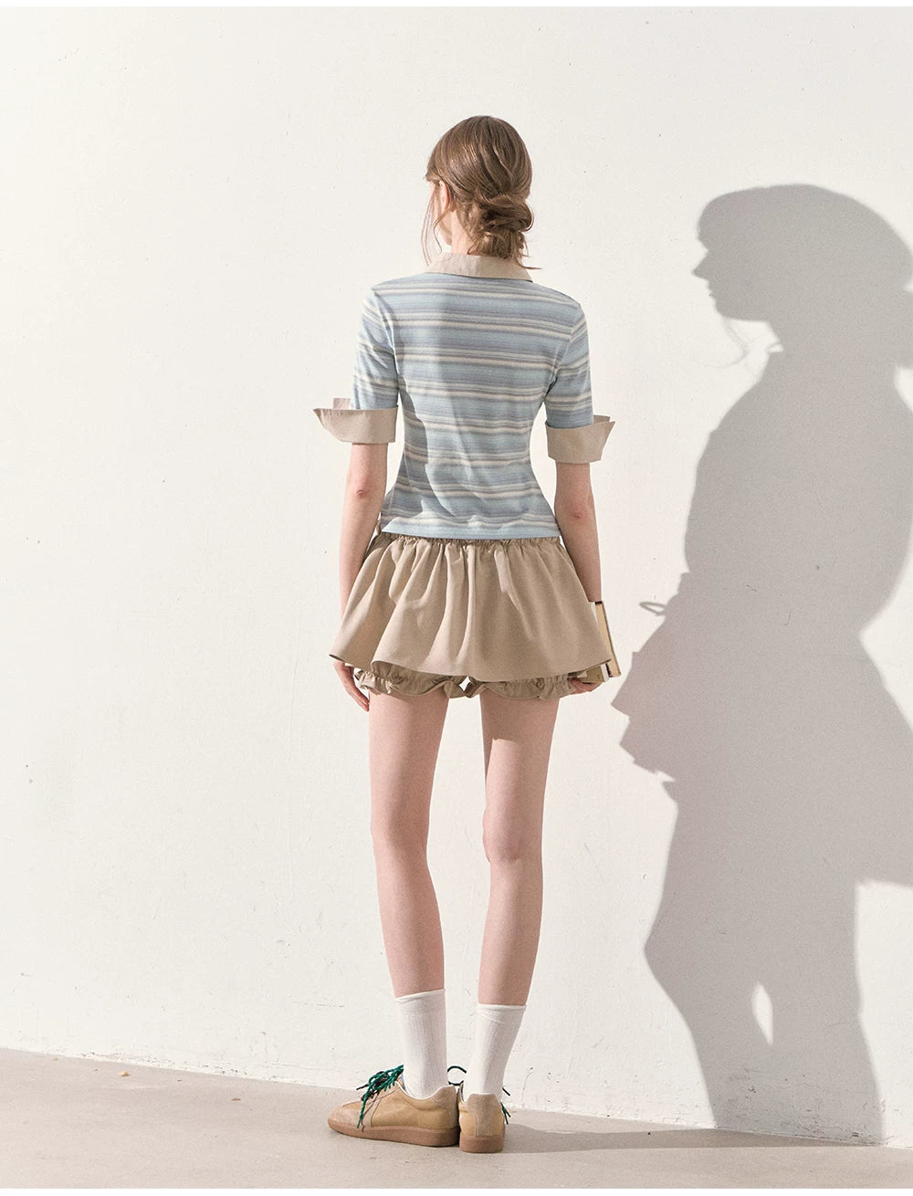 "A Beautiful Forecast" Blue Stripe Layered Polo Knit Top