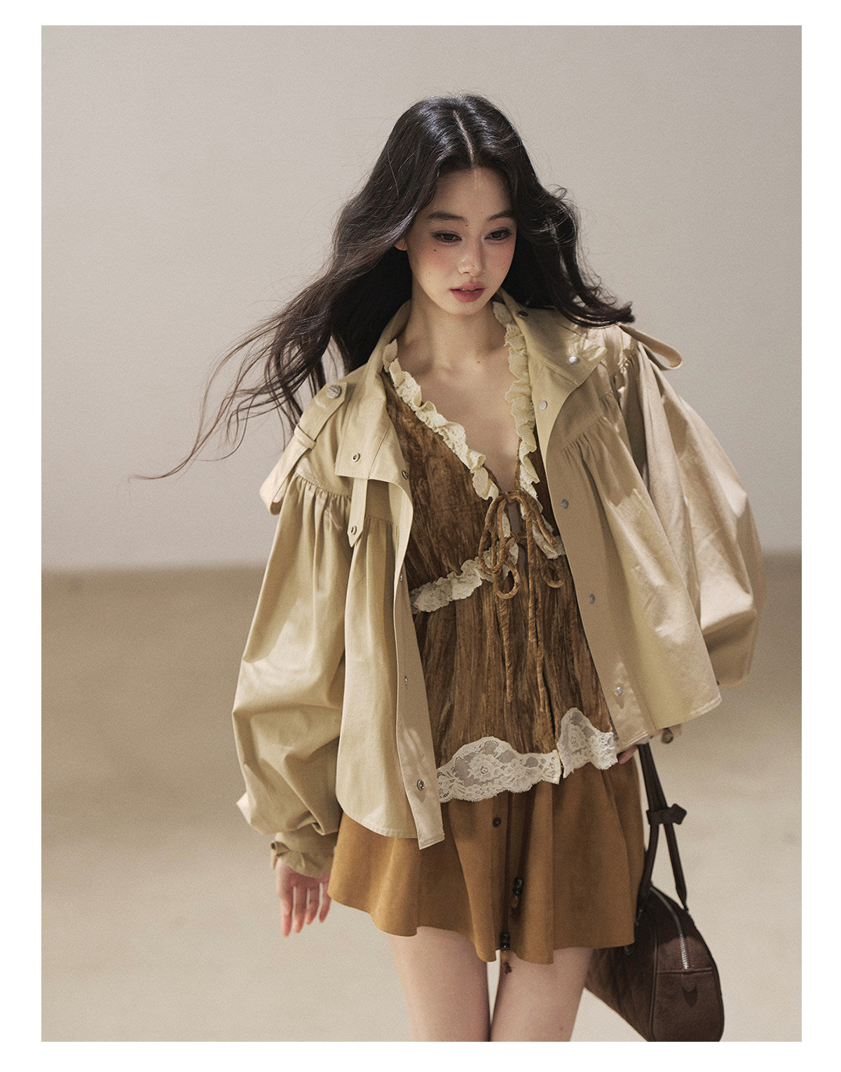 170726 "When the Begonias Fall" Roasted Pecan Lace Sleeveless Blouse