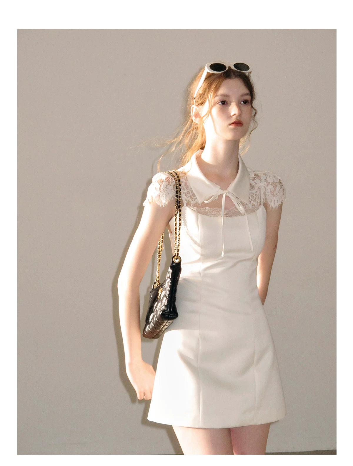 "Moonlit Rose Sonata" Cream Ivory Lace Mini Dress & Cape Set