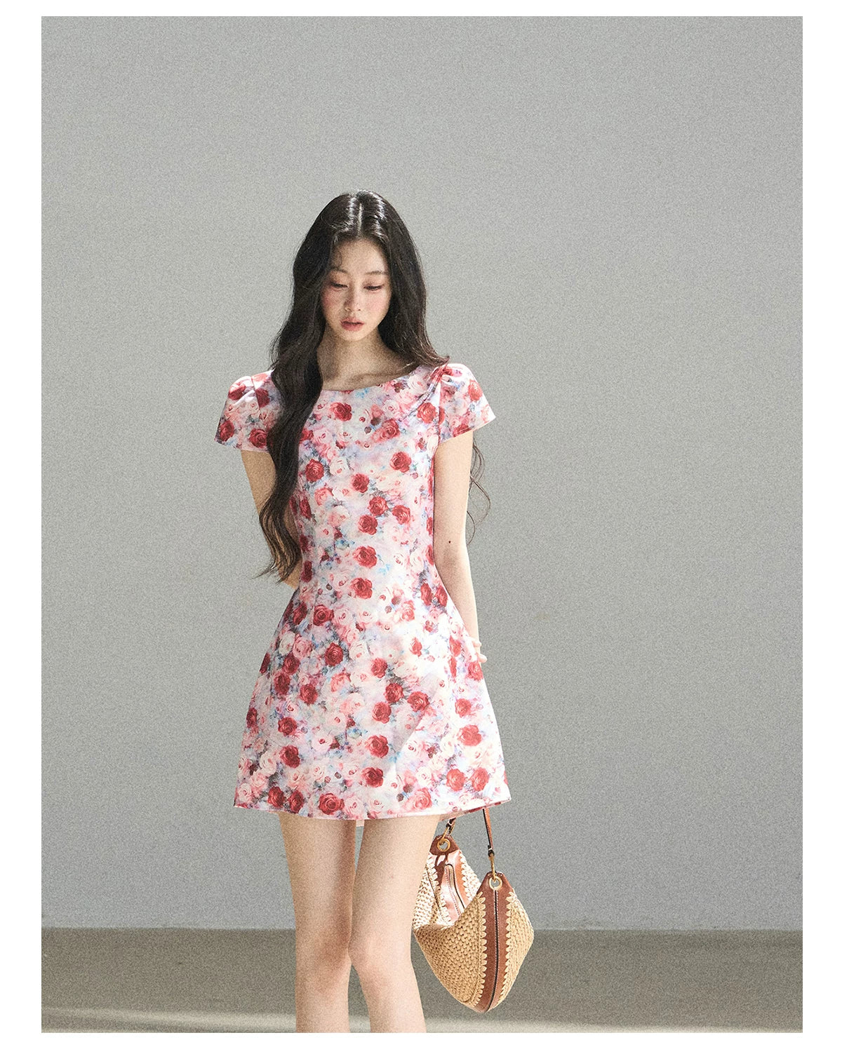 "Half a Rose" Dried Rose Fit & Flare Mini Dress