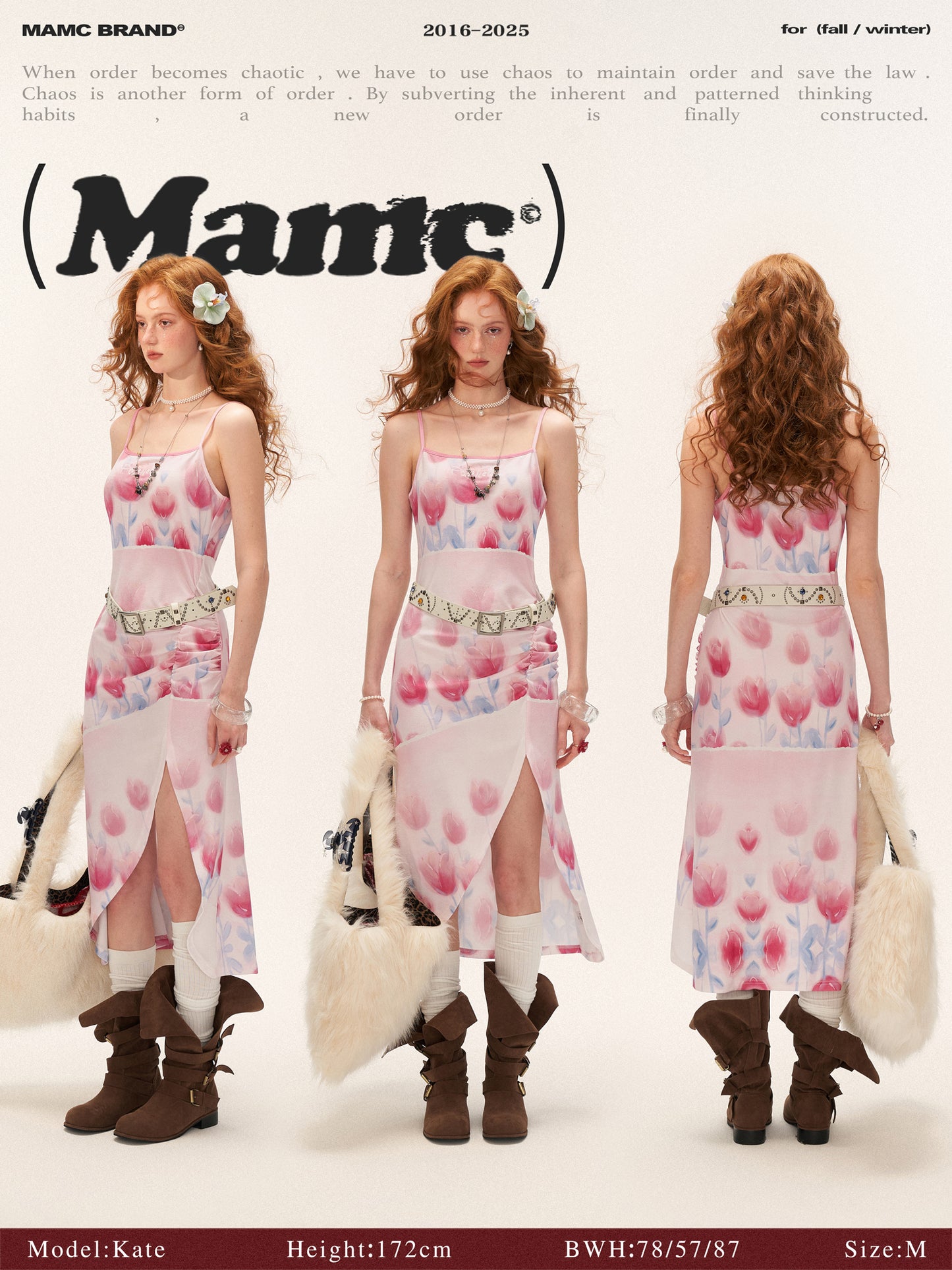 MAMC - Pink Tulip Mesh Slip Dress