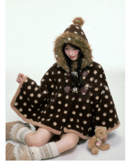 BIBIBENCY - Brown Faux-Wool Coat with Plush Polyester Lining