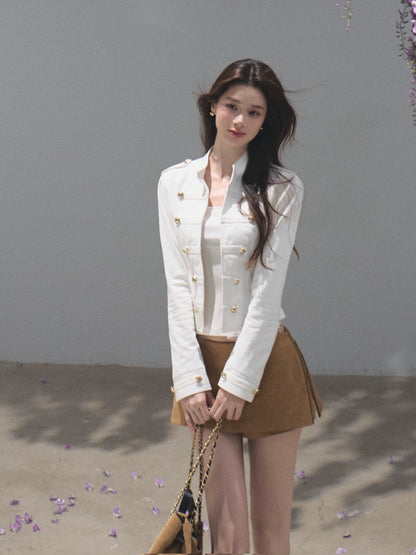 OAKMOO/ Napoleon-Style Fitted Cotton Jacket