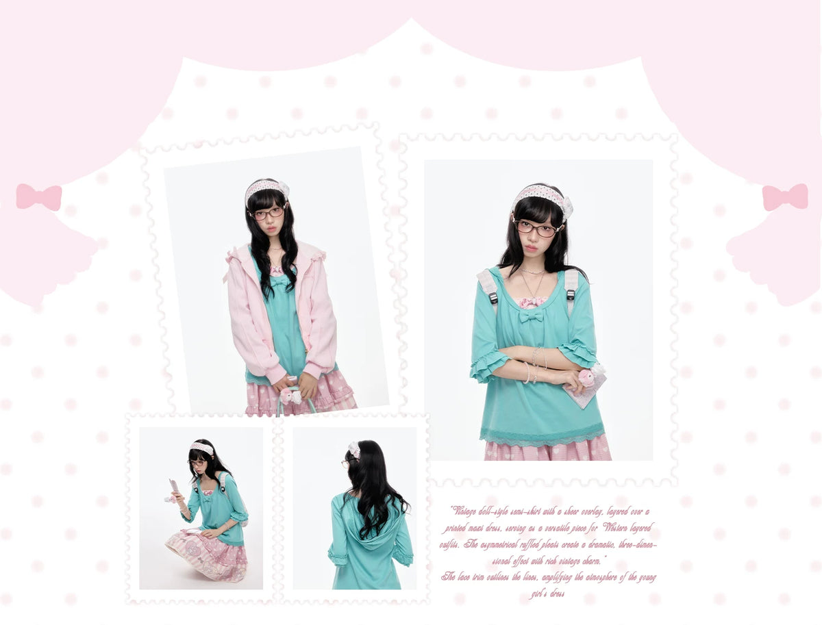 “Melody Garden” Mint Green My Melody Ruffle Hoodie Jacket Set