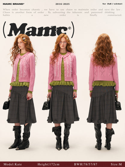 MAMC - Ruffled Collar Knit Cardigan (Soft Pink)