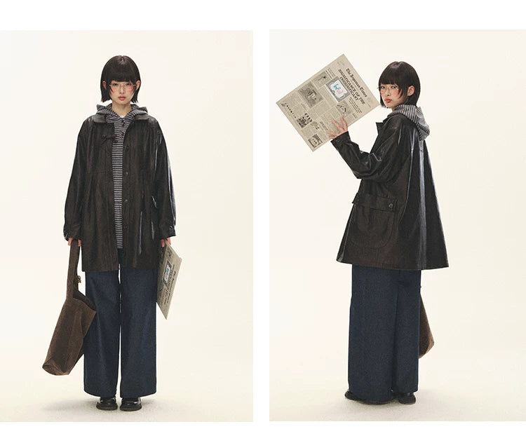 "Seoul Diary" Gray & Pink Stripe Hooded Knit Mini Dress