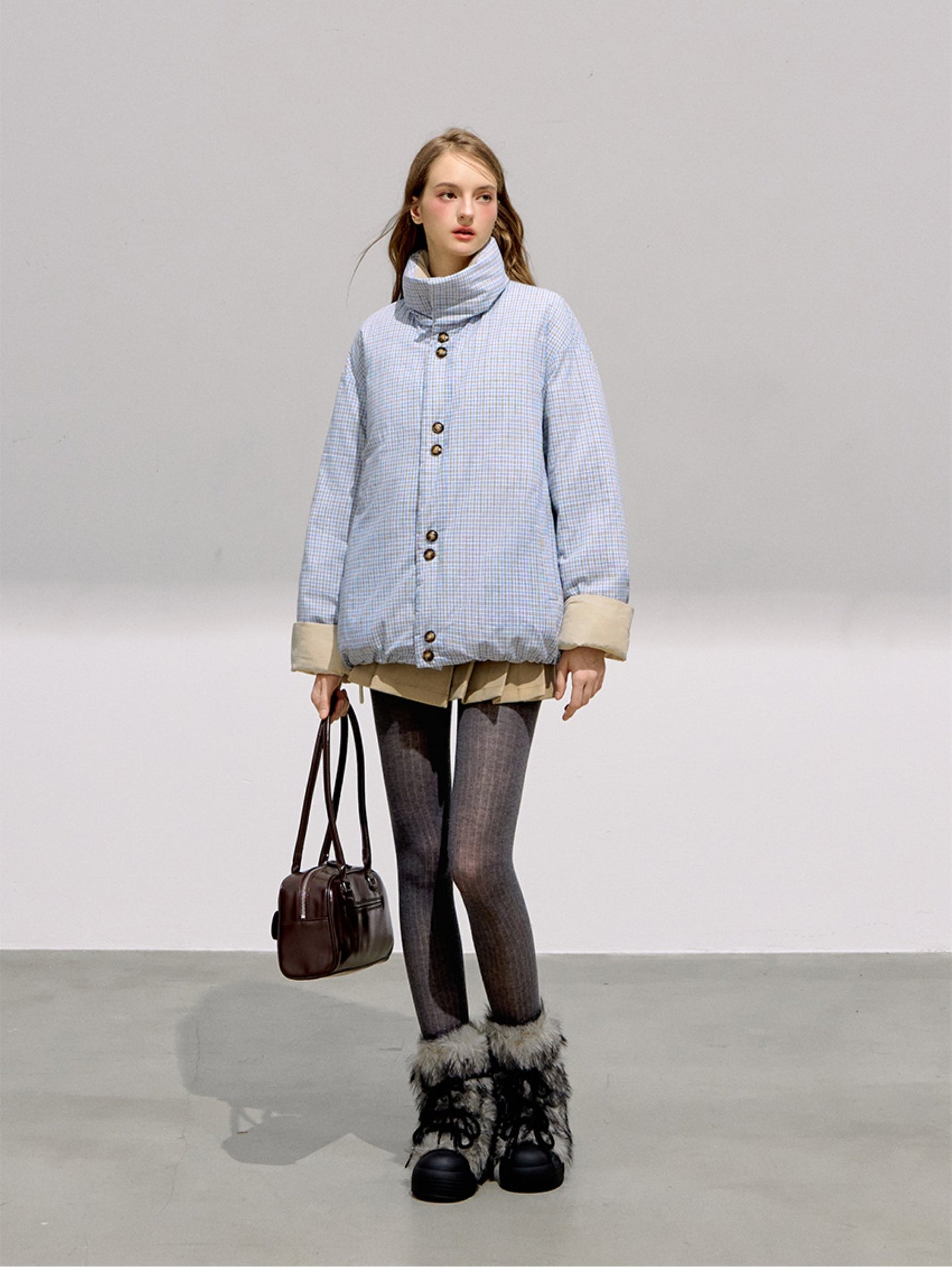 BOHOL BLING - Reversible Contrast Bow-Tie Puffer Jacket