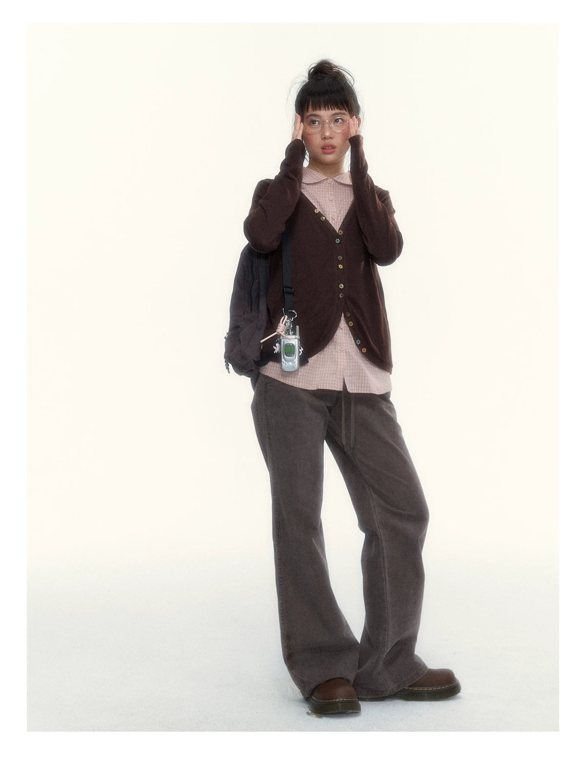 "A Season Called Autumn" Coffee Brown Vintage Washed Wide-Leg Utility Pants