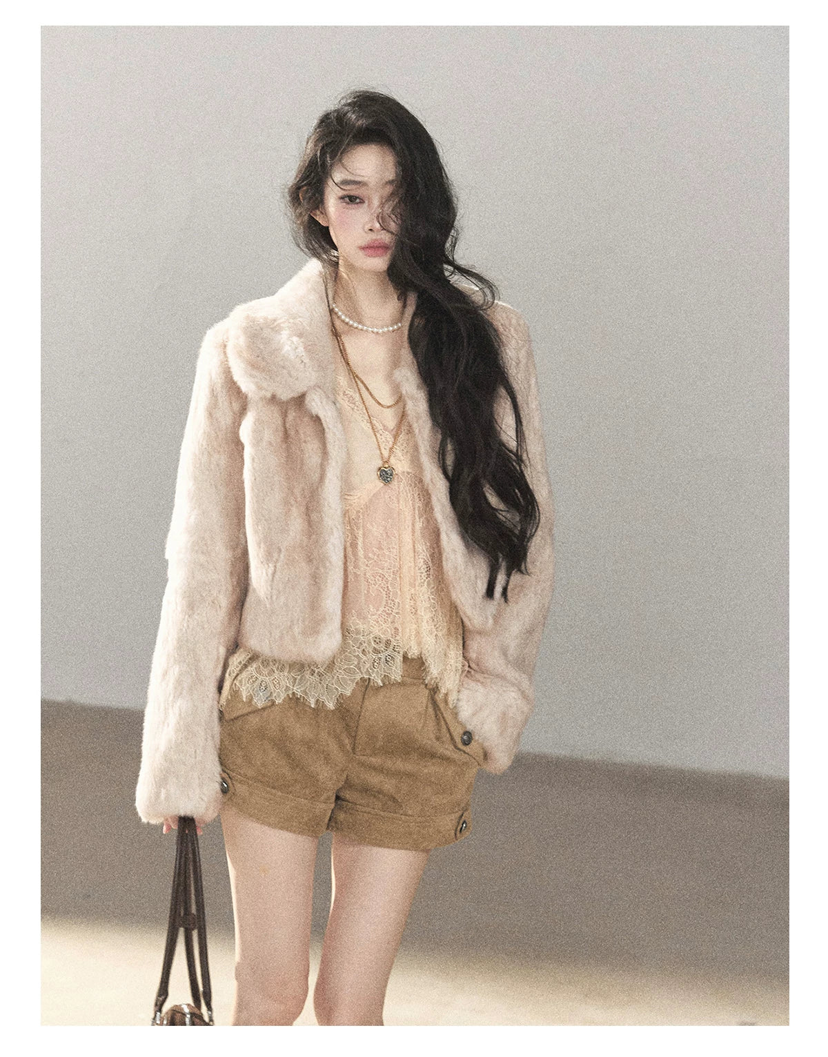 AOMALM - Frosty Lavender Gray Rabbit Fur Jacket