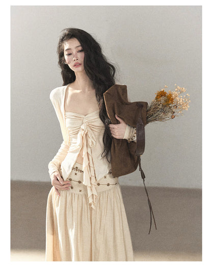 AOMALM - Cream Linen-Blend 3-Piece Set with Beaded Details
