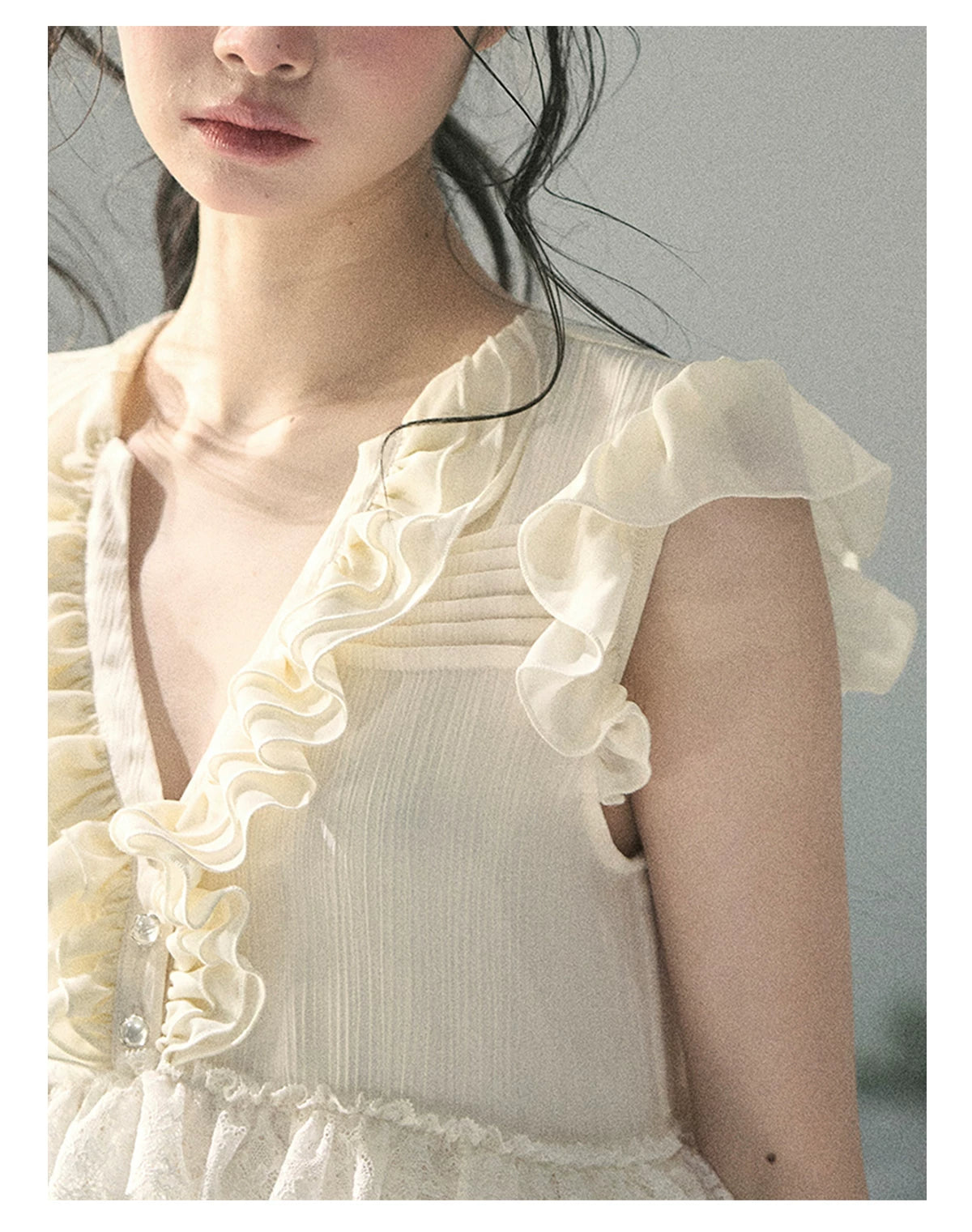 “Sunlight on My Heart” Ivory Lace Babydoll Blouse