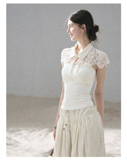 "Moonlit Rose Sonata" Cream Ivory Cami Top & Cape Set
