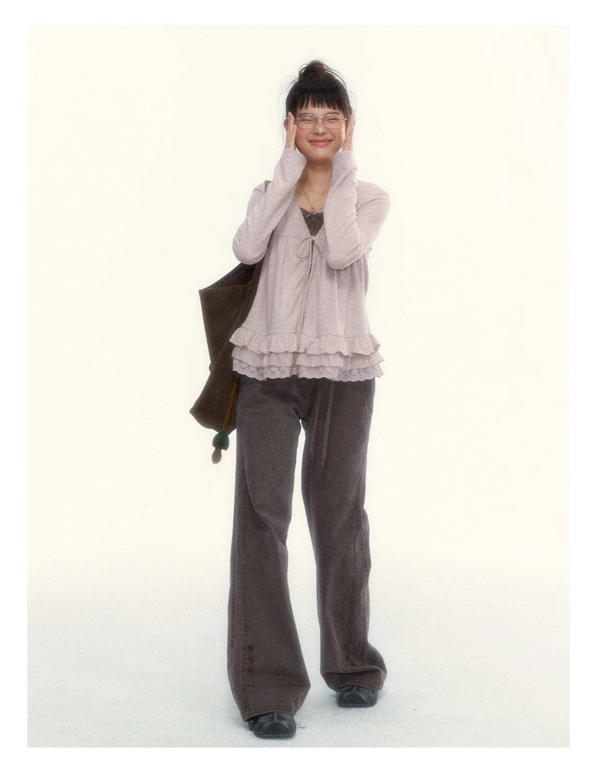 "A Season Called Autumn" Coffee Brown Vintage Washed Wide-Leg Utility Pants