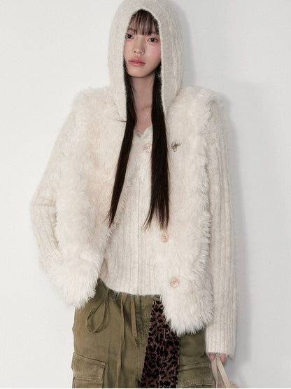 Soote Season - Korean Cloud Mist White Curly Faux-Fur Vest