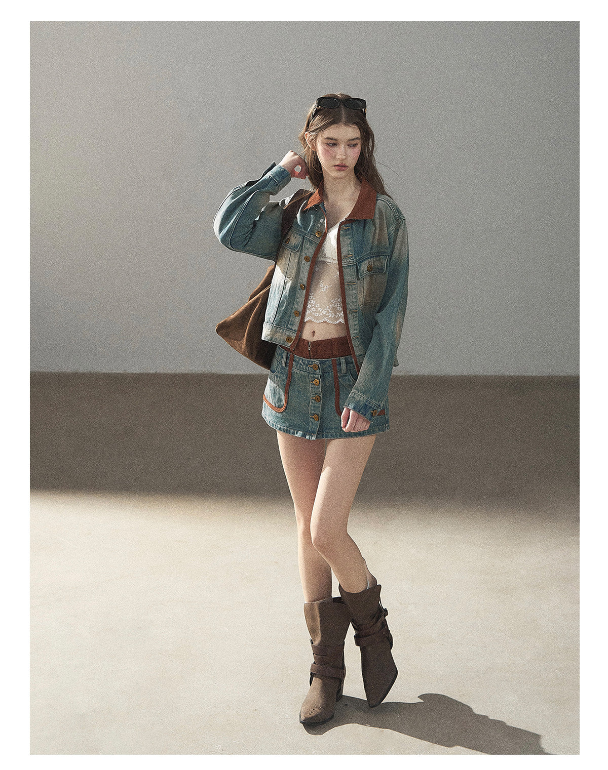 170726 "Closer to the Sun" Vintage Blue Denim Jacket & Skort Set