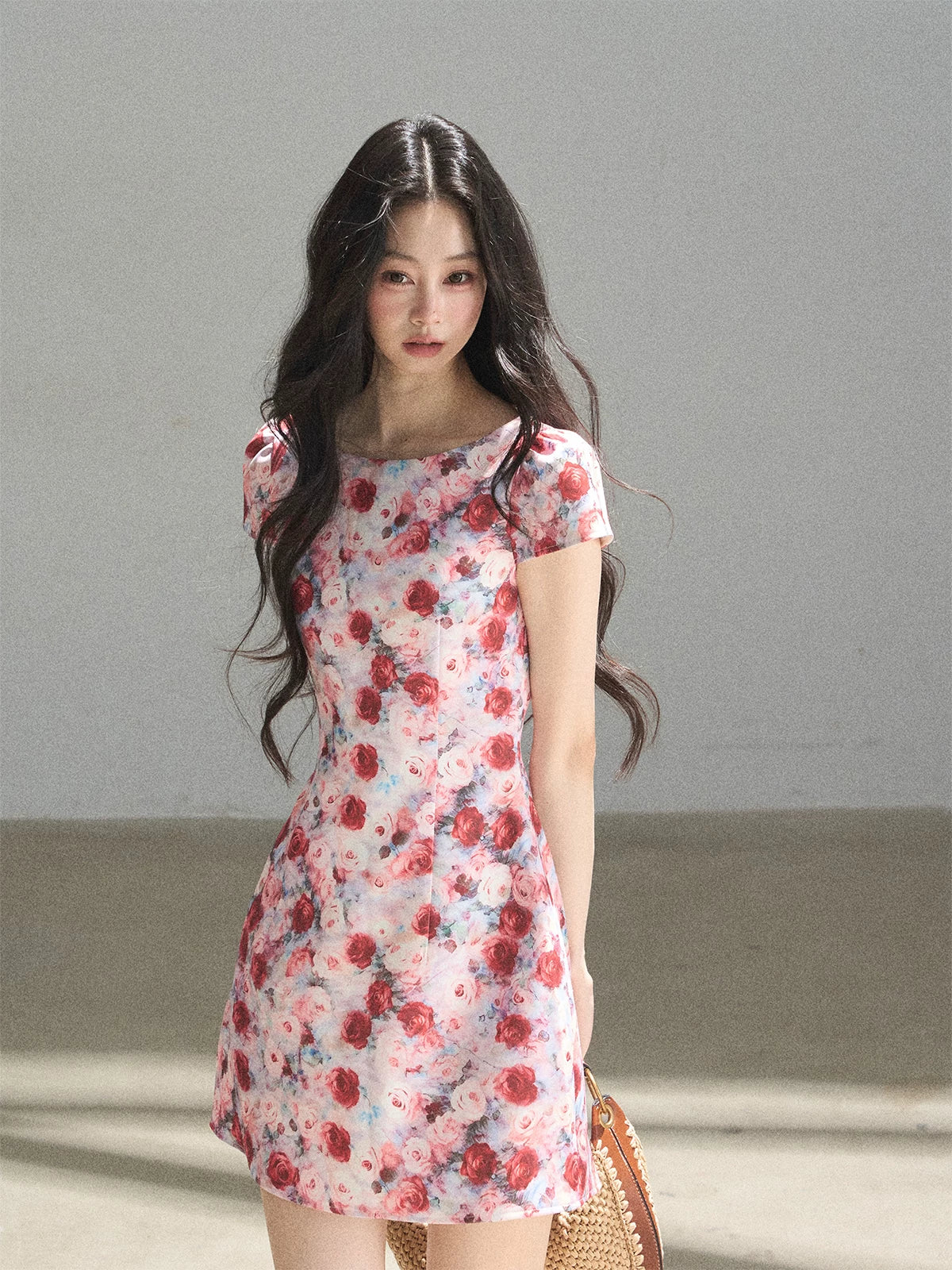 "Half a Rose" Dried Rose Fit & Flare Mini Dress