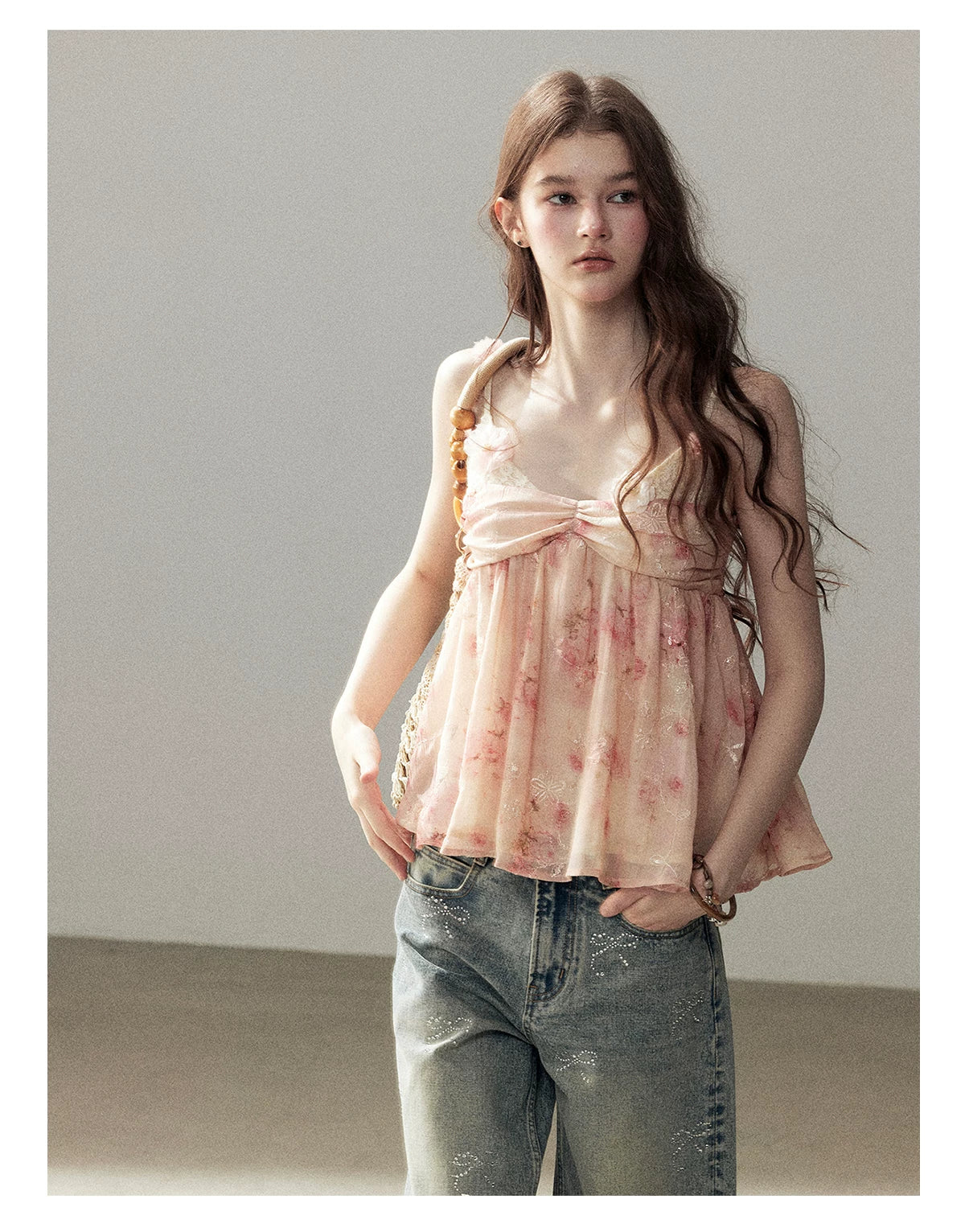 "Passing Through Your Summer" Cinnamon Pink Lace Babydoll Cami
