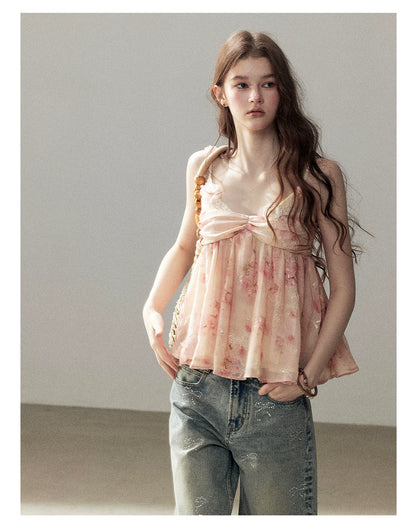 "Passing Through Your Summer" Cinnamon Pink Lace Babydoll Cami