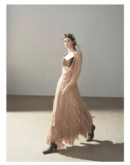 AOMALM - "The Next Fallen Leaf" Cinnamon Pink 2-Piece Set (Shirt / Cami Dress)