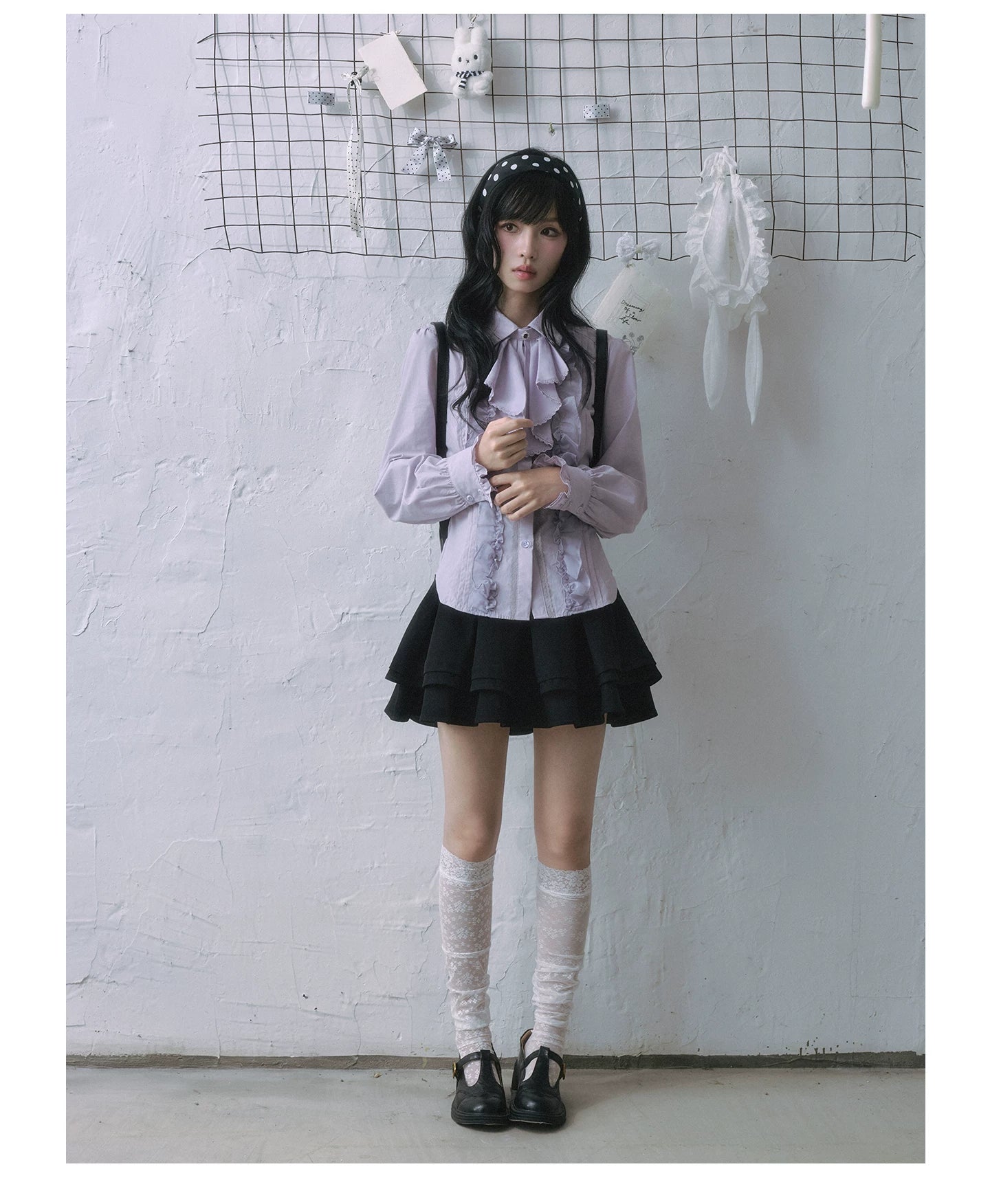 "Royal Lavender" Victorian Layered Collection (Ruffle Shirt / High-Waist Skirt / Mesh Overlay Skirt)