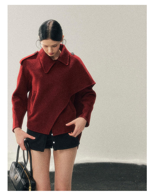 少也眼 “She Hears the Snow Thaw” British-Style Double-Faced Wool Blazer Coat