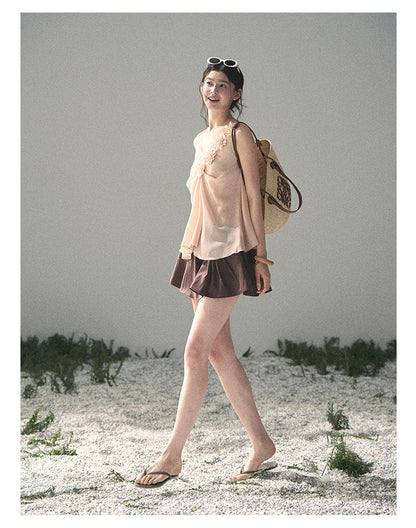 “Silent Rose” Blush Pink Floral Lace Sleeveless Top