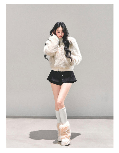 少也眼 "She Walks Through Snow" Faux Shearling Winter Jacket 8763132