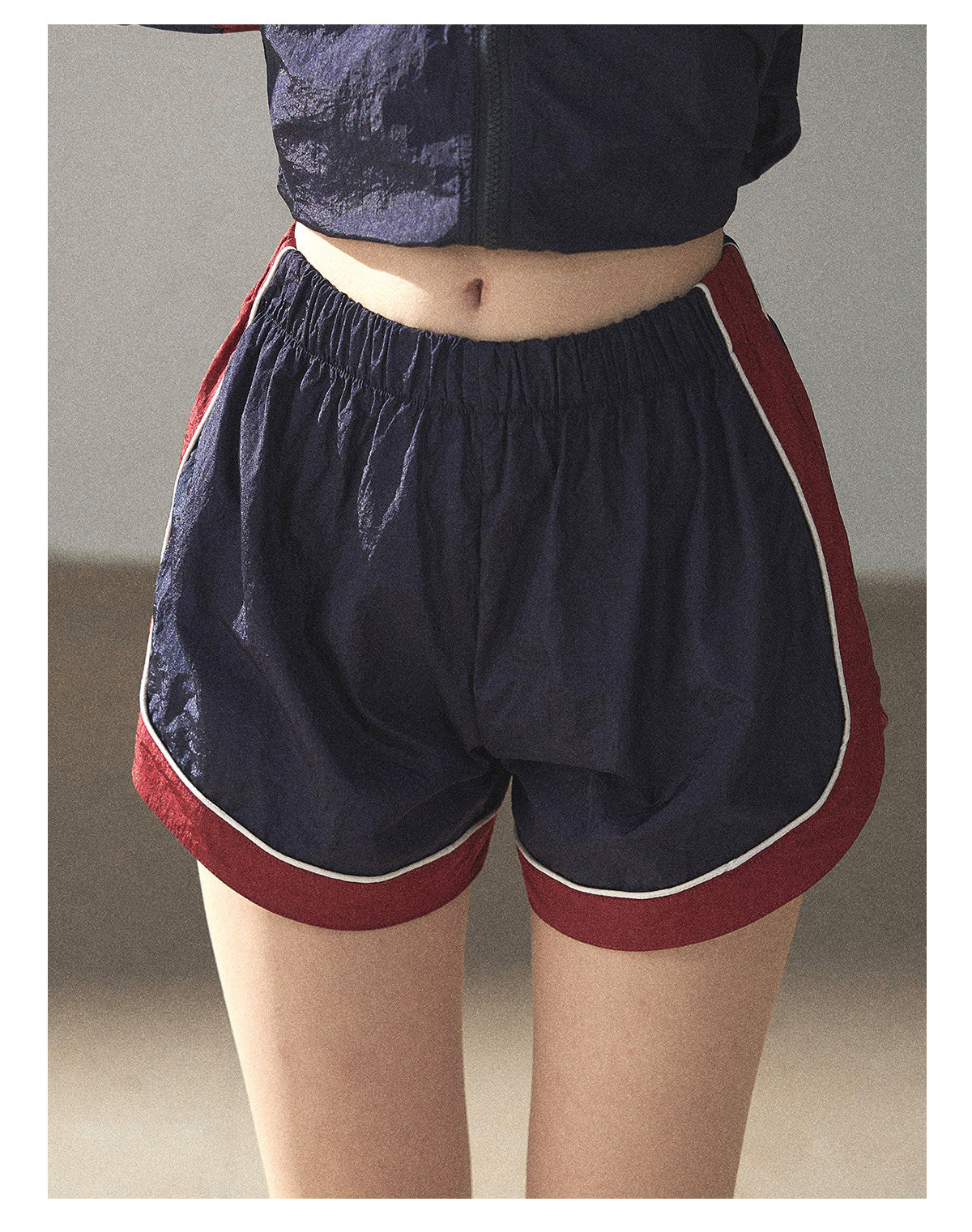 170726 "Keep Running" Navy Blue Retro Track Jacket & Shorts Set
