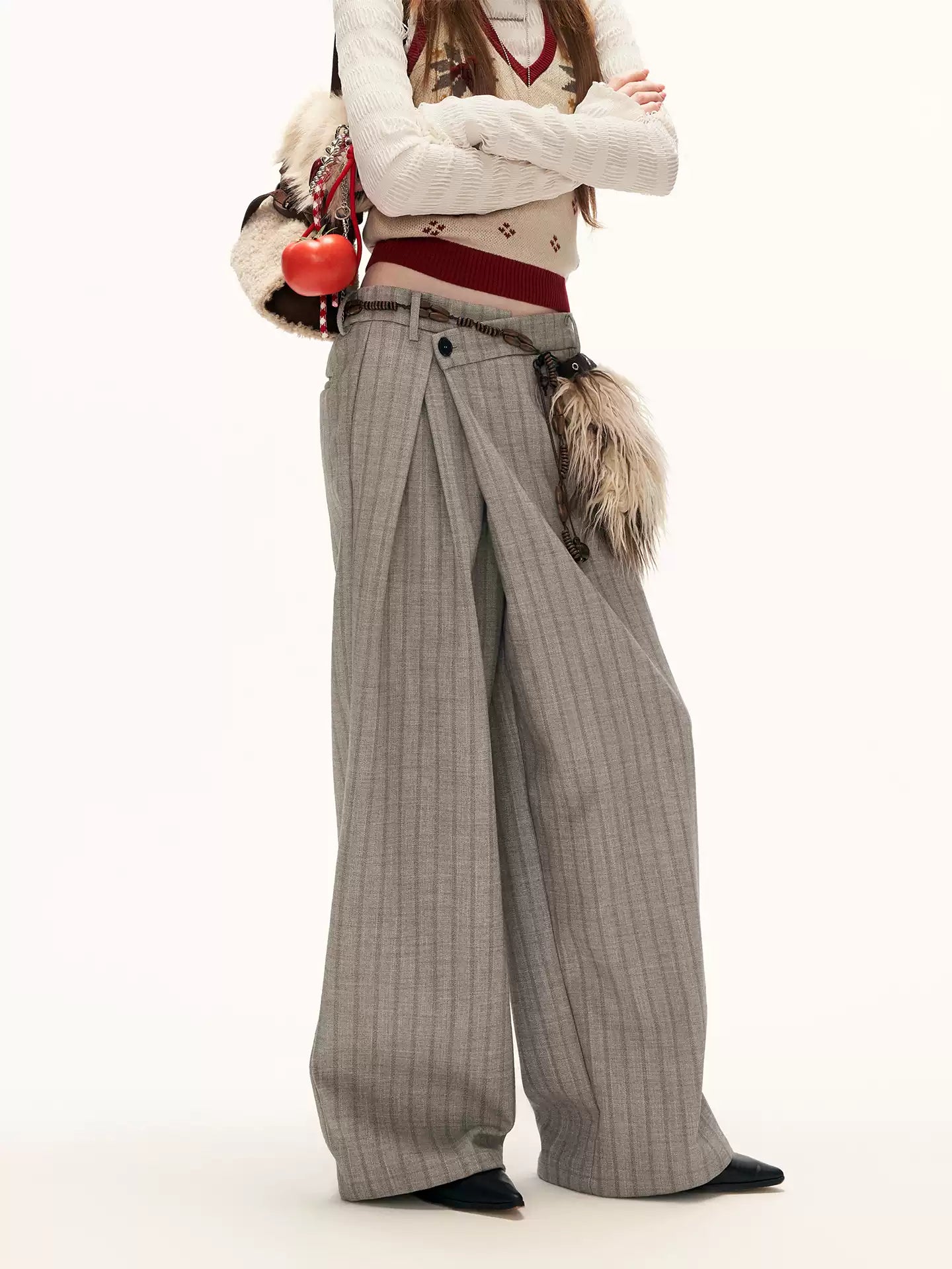 MAMC - Fleece-Lined Light Grey Deconstructed Pleat Trousers WE878