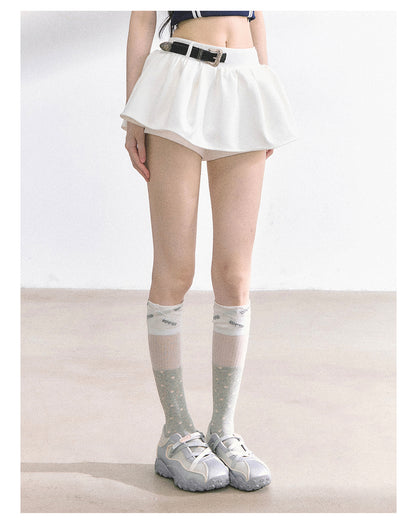 少也眼 "Annie Academy" A-Line Puff Mini Skirt - White