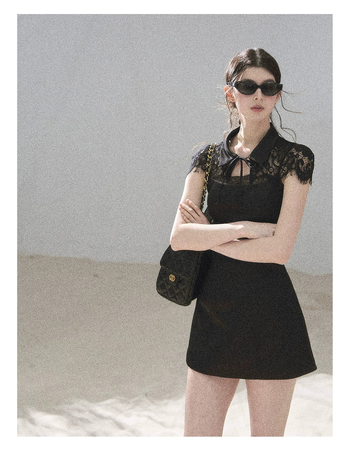 "Moonlit Rose Sonata" Tranquil Black Lace Mini Dress & Cape Set