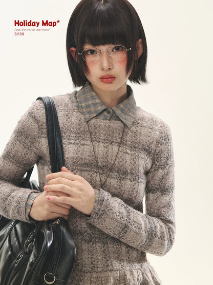 "Sandalwood Violet" Purple Mist Open-Knit Peplum Sweater