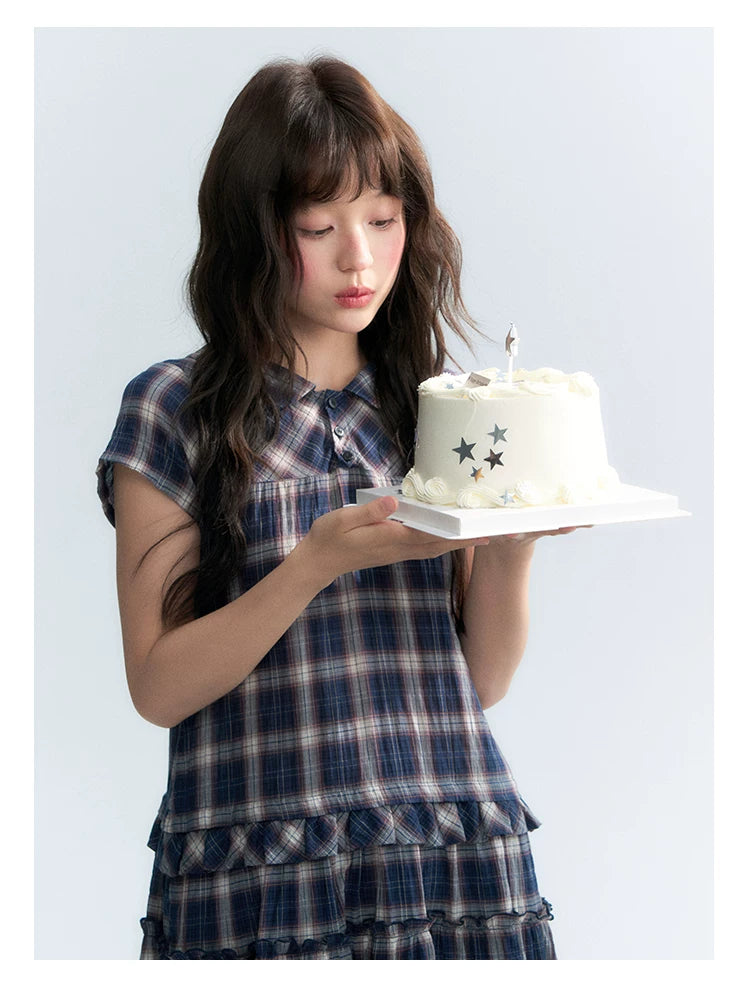 "Weekend Diary" Ruffle Tiered Polo Midi Dress