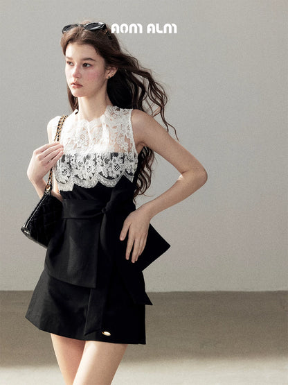"The Quiet Strength" Black Iris Lace Sleeveless Crop Top