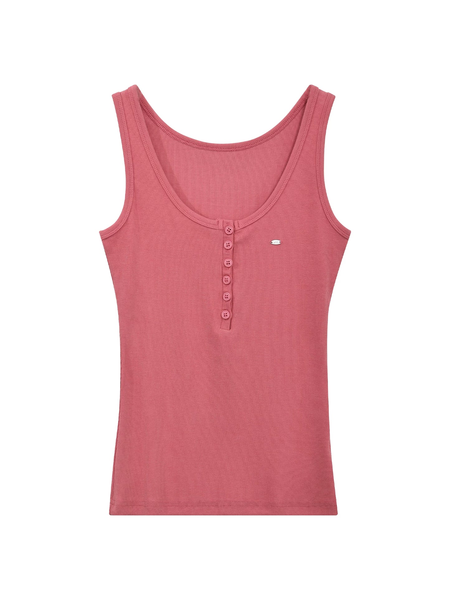 "Everyday Departure" Pink Henley Racerback Tank Top