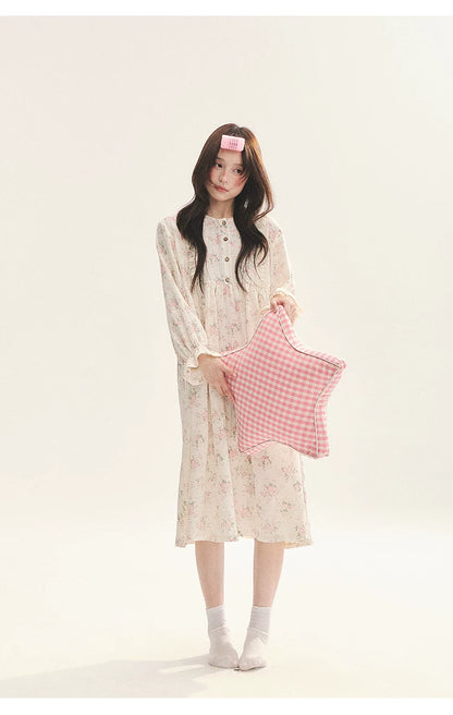 "Floral Journal" Cream Floral Pajama Collection (Free Eye Mask)
