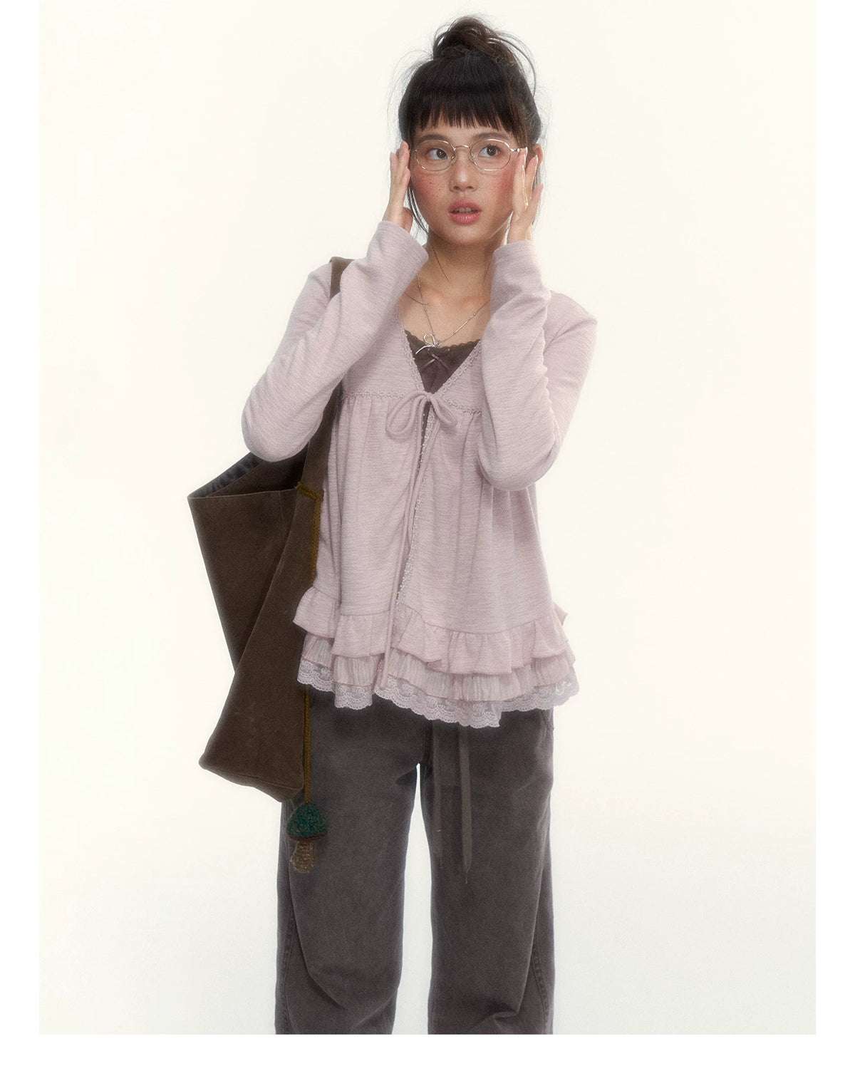 "A Season Called Autumn" Coffee Brown Vintage Washed Wide-Leg Utility Pants