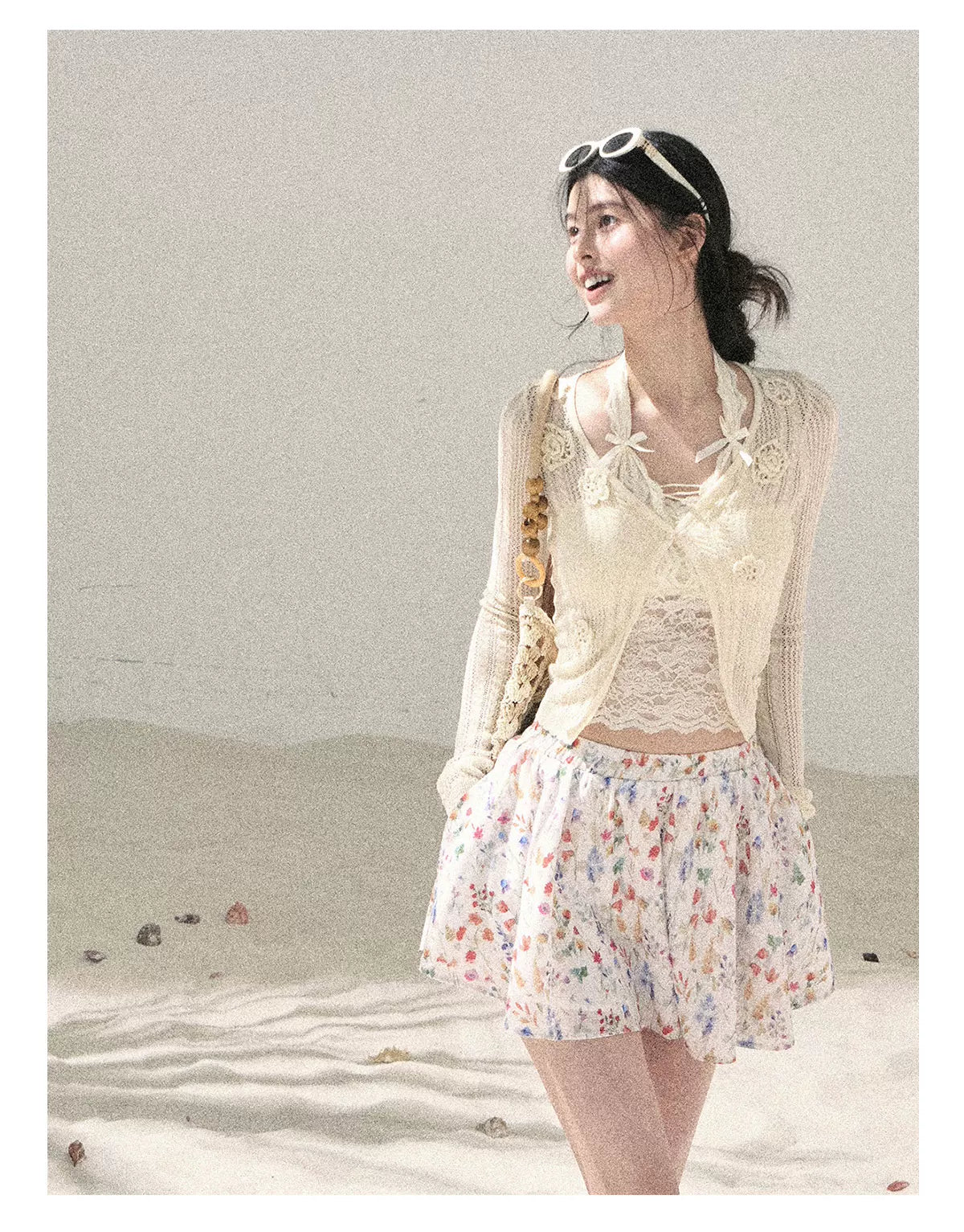 "Moss Whisper" Knit Sun Protection Cardigan & Cami Top