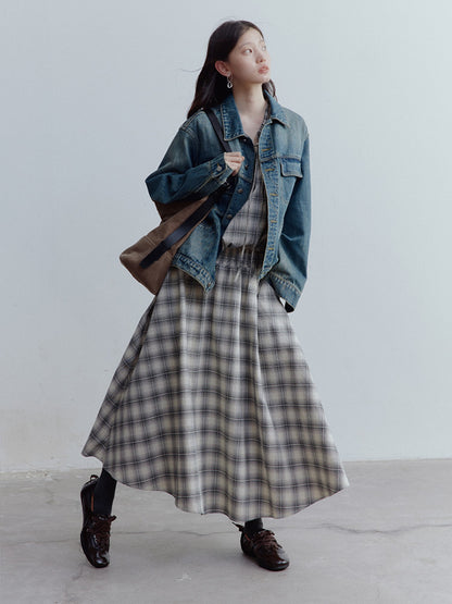 FUSSED Vintage Blue Oversized Washed Denim Jacket FOF-25SS165