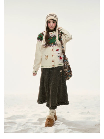 BIBIBENCY - Brown Floral Midi Skirt