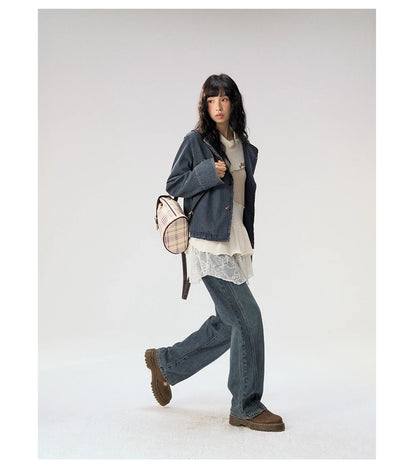 [CAN] "Wildflower Echoes" Vintage Indigo Denim Set (Jacket / Flared Pants / Midi Skirt)