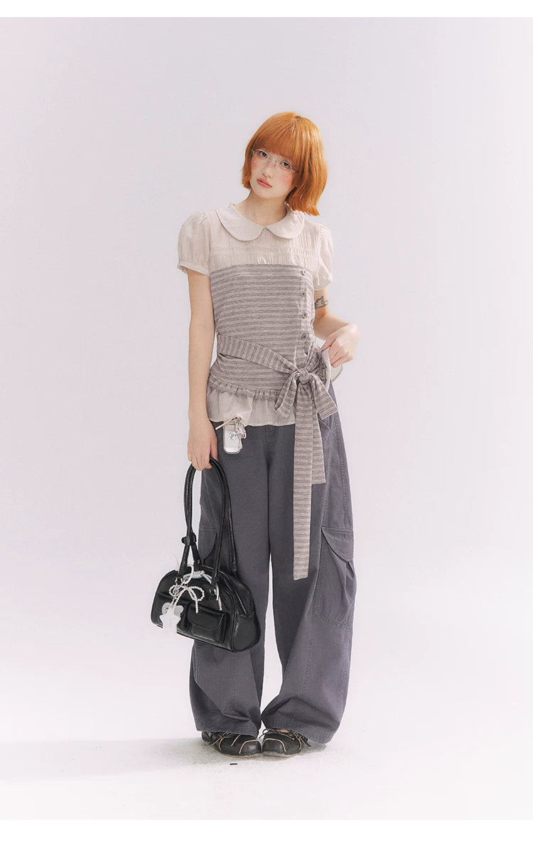 “Pear Shape Genius” Dusty Mauve Washed Cotton Cargo Pants