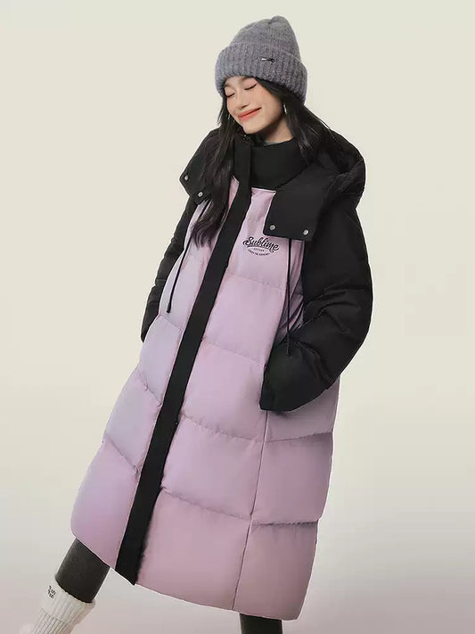EPTISON - Purple Long 90% White Duck Down Puffer Coat