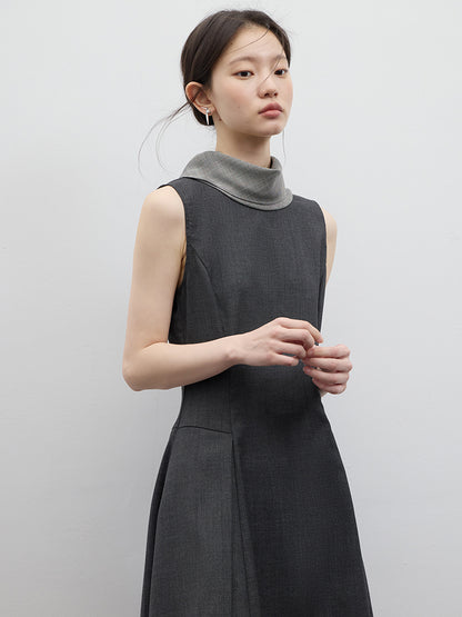 FUSSED Chill Girl Reversible Pleated Sheath Dress – Meteor Gray FOF-25SS052