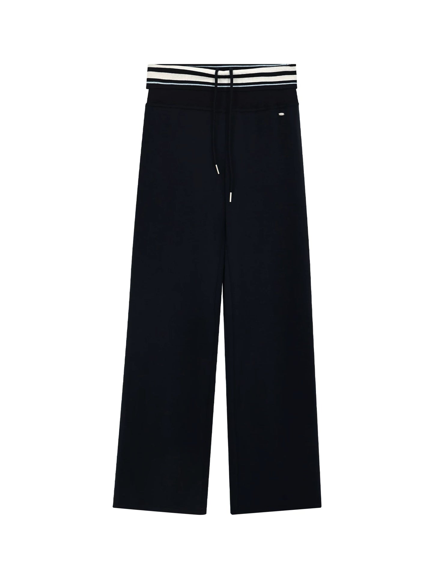 "Effortless Departure" Navy Drawstring Wide-Leg Pants