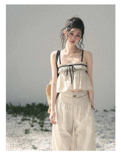 “Midsummer Woven Daydream” Dutch Cream Stripe Two-Piece Set