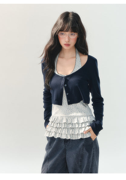 [CAN] "Soft Konjac Cloud" Lightweight Knit Cardigan & Floral Layered Cami